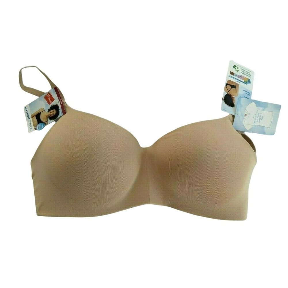 Hanes Womens No Show Comfort Flex Regular Fit Wire Free Bra NUDE Size Medium